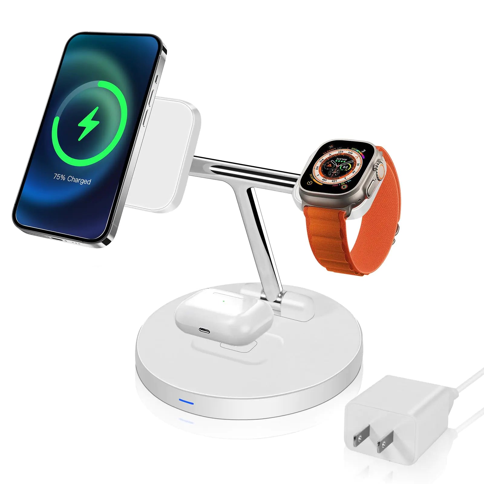 2025 Upgraded Version for Apples 3 in 1 Wireless Charger, Phone Charging Station for iPhone 15,14,13,12 Series & AirPods Pro & All Apple Watch SeriesCable and Adapter Included (White)