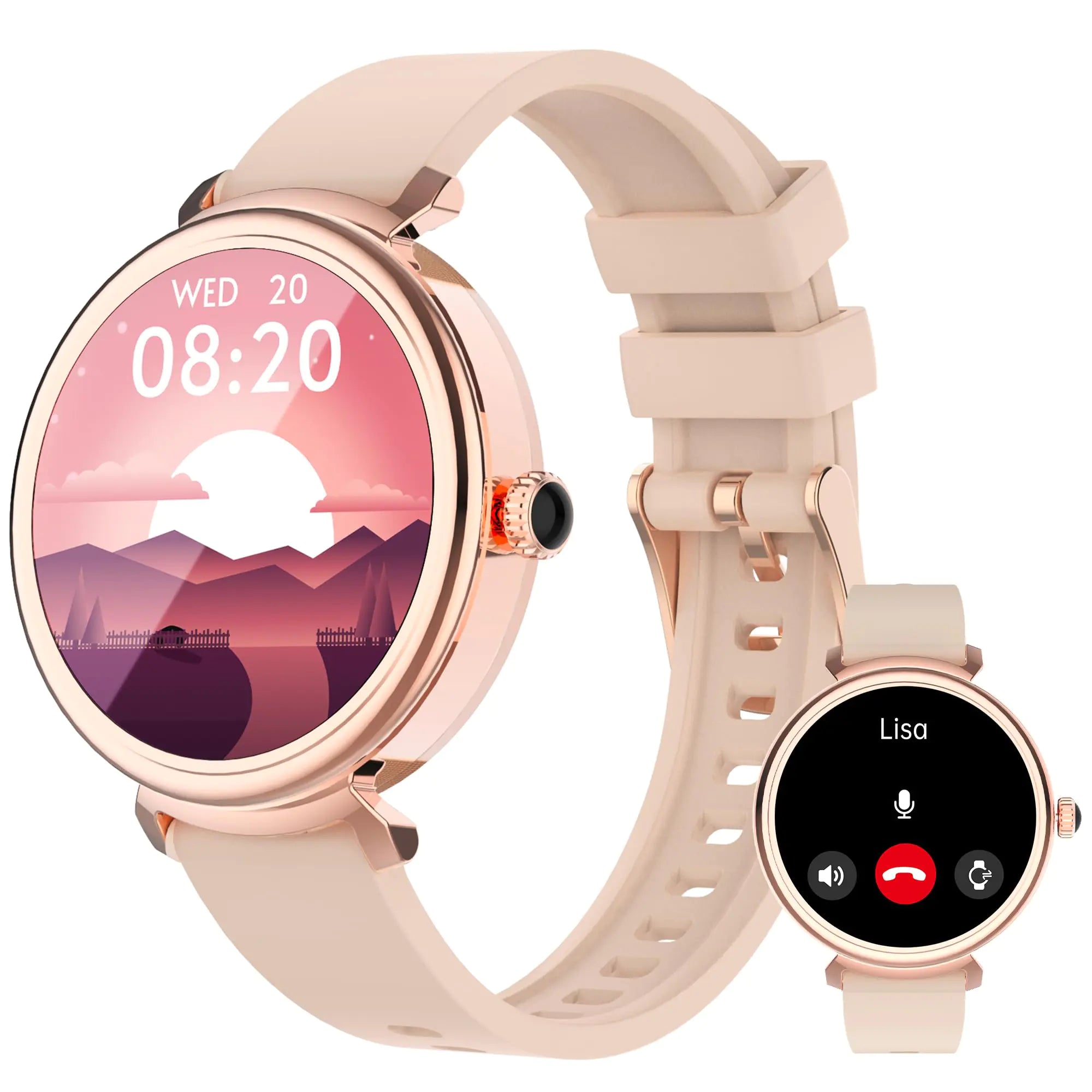 (Vela) Smart Watch for Women Answers & Makes Calls 1.27" HD touchscreen, Waterproof with customizable faces, Fitness Tracker, with Heart Rate, blood oxygen, fitness tracker, Sleep Monitoring Compatible with iOS/Android